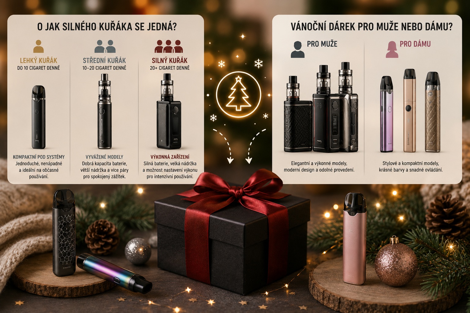 Jak vybrat vhodnou e-cigaretu jako dárek k Vánocům